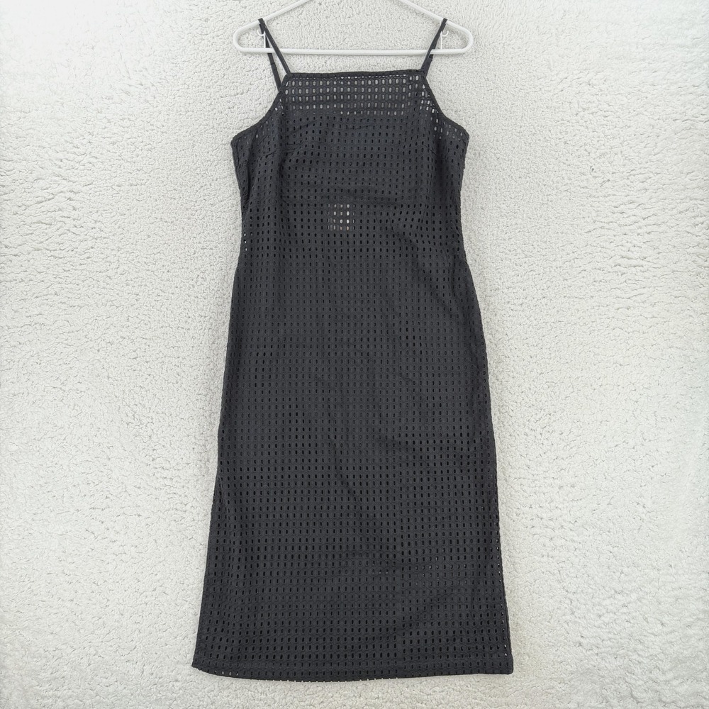 Walter Baker Dress Womens 10 Black Eyelet Lace Square Neck Midi Sheath W71589